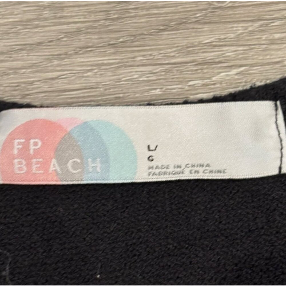 Free People FP Beach Rita One Piece Jumpsuit Wide Leg Lounge Black Womens L - Picture 2 of 8